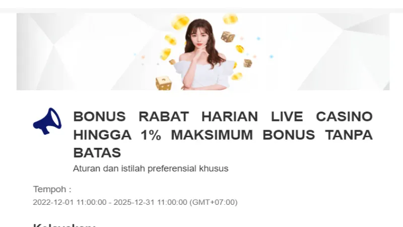 Promosi dan Bonus Kasino Live 8xbet