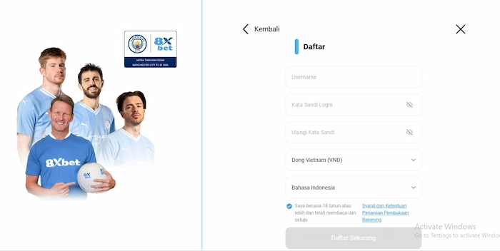 Petunjuk untuk Langkah Daftar 8XBET