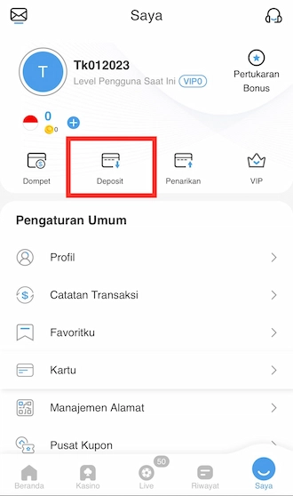 Deposit Kartu Bank 1